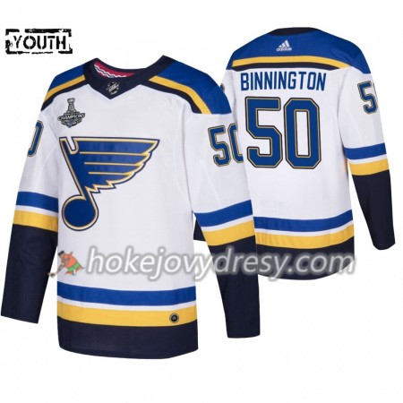 Dětské Hokejový Dres St. Louis Blues Jordan Binnington 50 Adidas 2019 Stanley Cup Champions Bílá Authentic